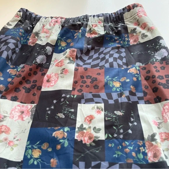 Earthbound Trading Patchwork Midi Skirt Womens S Y2K Festival Floral Sheer Indie - Picture 10 of 11